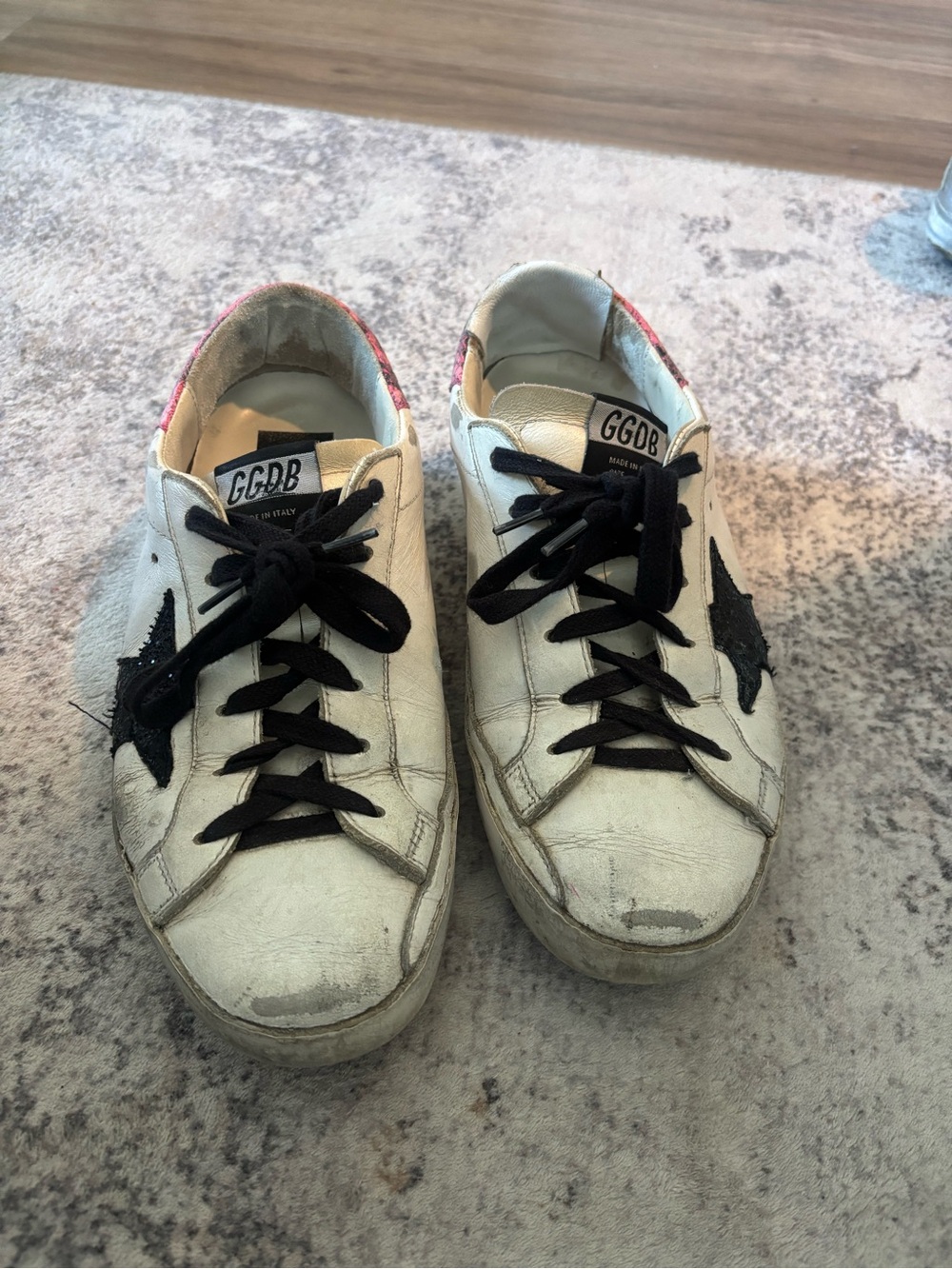 Golden Goose White Leather Sneakers with Black Star